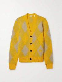 Argyle Jacquard Knit Wool Cardigan at The Outnet